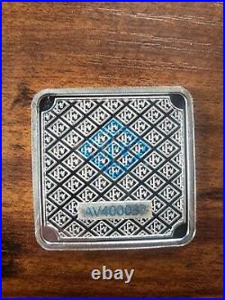 Geiger Square Shaped 1 Oz. 999 Silver Bar W. Serial Number