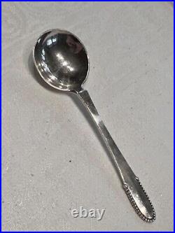 Georg Jensen Sterling Silver Beaded Pattern Round Bullion Spoons