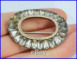 Georgian SOLID SILVER & Gold WHITE PASTE Oval BROOCH / Pin Lovely Condition