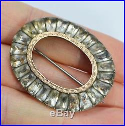 Georgian SOLID SILVER & Gold WHITE PASTE Oval BROOCH / Pin Lovely Condition