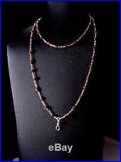 Georgian Solid Silver Garnet Long Necklace