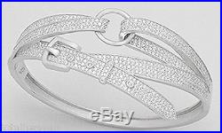 Glittering Belt 24.61g Solid Sterling Silver Cuff Bangle Bracelet 55x50x28mm