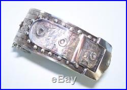 Gorgeous ANTIQUE Victorian 1882 Solid Sterling Silver Belt Buckle Bangle 37G