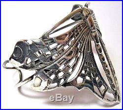 Gorgeous Vintage Solid Silver Hallmarked Art Nouveau Butterfly Bracelet 34g