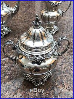 Grande Baroque by Wallace 4 Piece Estate Solid Sterling Silver Tea Set 81.6 oz