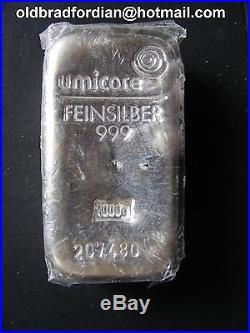 Guaranteed Genuine Umicore 1kg Solid Silver. 999 bar original FACTORY wrapper