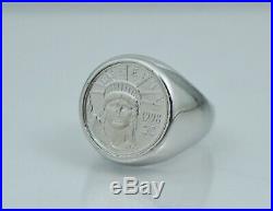 HEAVY SOLID Platinum US Eagle Ring. 999 Pure Coin 1998 Signet Liberty American