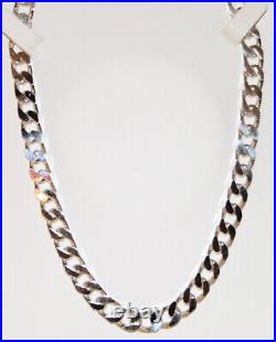 HEAVY, SOLID STERLING SILVER FILED CURB CHAIN, 19/48cms, 64 GRAMS / 2 TROY OZ