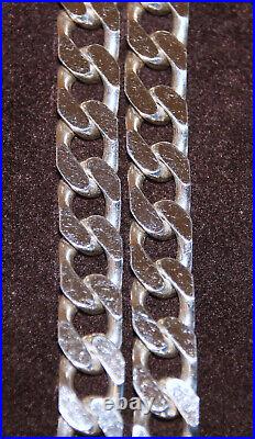 HEAVY, SOLID STERLING SILVER FILED CURB CHAIN, 19/48cms, 64 GRAMS / 2 TROY OZ