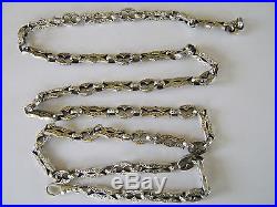 HUGE CHUNKY 36 LONG ANTIQUE SOLID SILVER CHAIN VERY RARE UNUSUAL NECKLACE