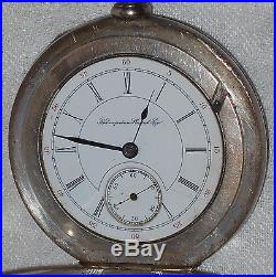 Hampden SOLID Silver Lever Pocket Watch OF 1/2 Hunter Case ELK Engraved 252g NR