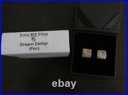 Hand-Crafted Solid. 999 Silver Dragon Design Pair of Dice (80 Grams Total)