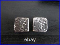 Hand-Crafted Solid. 999 Silver Dragon Design Pair of Dice (80 Grams Total)