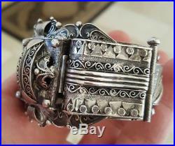Hand Made 19th Century Colonial Solid Silver Algerian Bracelet Tribal Ethnic