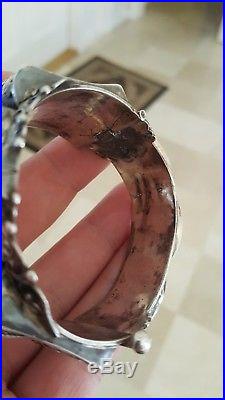 Hand Made 19th Century Colonial Solid Silver Algerian Bracelet Tribal Ethnic