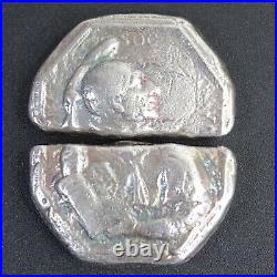 Hand Poured. 999 Fine Silver 2 pc relic bullion bar 102g Delphis Antiques 2023