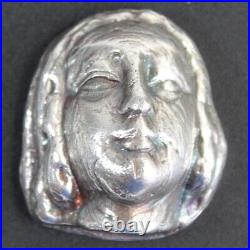 Hand Poured. 999 Fine Silver Bullion portrait bust bar 93g Delphis Antiques #40