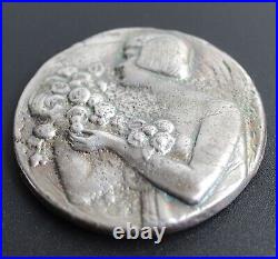 Hand Poured. 999 Fine Silver Bullion round Art Deco Lady 167g Delphis Antiques