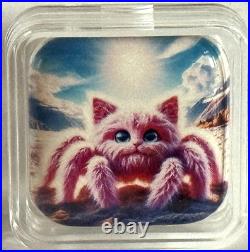 Hayleybug 2 oz ArachniPurr silver Square Cast Color Bar with COA mintage 15