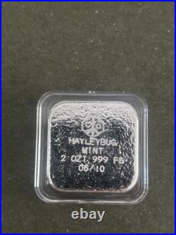 Hayleybug Mint Giggle in the Dark 2 oz. 999 Fine Silver Square Bar -#06/10