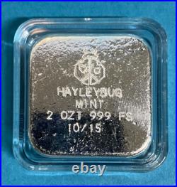 Hayleybug Mint Storm & Ember 2 oz Silver Colorized Cast Square Loaf Bar #10/15