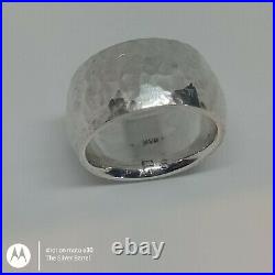 Heavy Solid. 999 Fine Silver Men's Hammered Ring Made From Real Silver Bullion