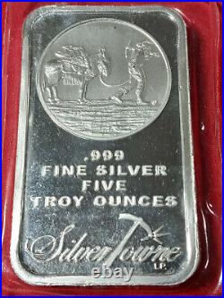 High Grade 999 Fine Silver Bullion, 5 oz Silver Bar, Solid Silver Prospector Bar