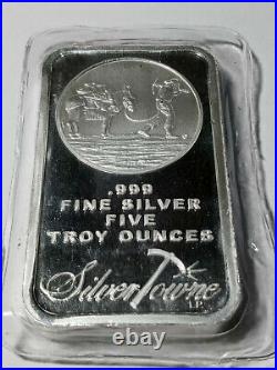 High Grade 999 Fine Silver Bullion, 5 oz Silver Bar, Solid Silver Prospector Bar