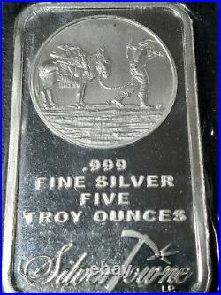 High Grade 999 Fine Silver Bullion, 5 oz Silver Bar, Solid Silver Prospector Bar