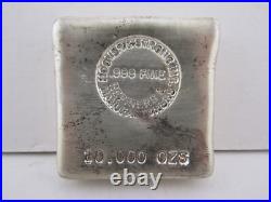 Hoover & Strong 10 OZS Cast Pour 2 Square Bar Ingot 999 Fine Silver Toner Rare