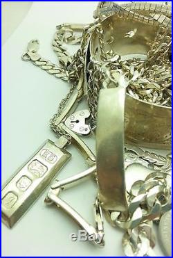 Job Lot Antique/vintage Solid Silver Chains/bracelets/charms & Necklace Ect