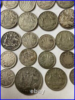 Job Lot solid Silver Coins Australian & 1 British Shilling 98.80 gram Silver