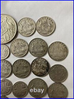 Job Lot solid Silver Coins Australian & 1 British Shilling 98.80 gram Silver