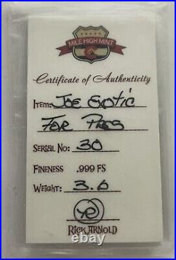 Joe Exotic For President Hand Poured 999 Silver 3.6 Oz / Mile High Mint / Sealed