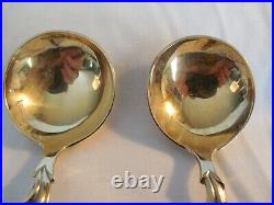 Johannes Siggard gold gilt sterling silver 830 Danish bullion spoons set of two