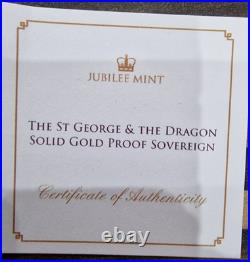 Jubilee Mint 2023 Charles III St George & the Dragon Solid 9ct Gold Coin plus St