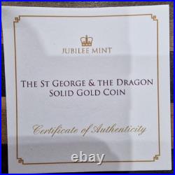 Jubilee Mint 2023 Charles III St George & the Dragon Solid 9ct Gold Coin plus St