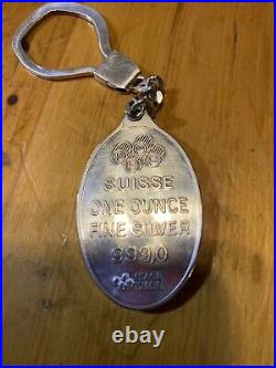 Key Chain 1 Oz. 999 Fine Silver SUISSE Key Chain Solid Silver Well Made