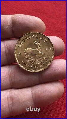 Krugerrand Rare 1980 South African 1oz Solid 22ct Yellow Gold Coin