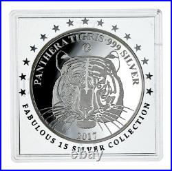 LAOS 500 Kip 2017 Fine Silver 20g. Proof'Tiger' Privy Fabulous 15 Collection