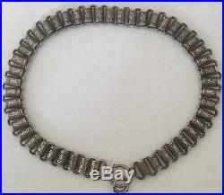Large Antique Victorian Solid Silver Engraved Collar Book Chain Necklace