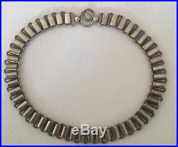 Large Antique Victorian Solid Silver Engraved Collar Book Chain Necklace