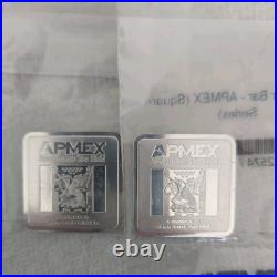 LOT OF 2 1 oz Silver Bar APMEX Square Series (Geiger Style)