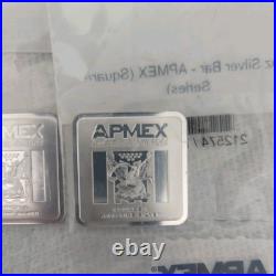 LOT OF 2 1 oz Silver Bar APMEX Square Series (Geiger Style)