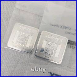 LOT OF 2 1 oz Silver Bar APMEX Square Series (Geiger Style)