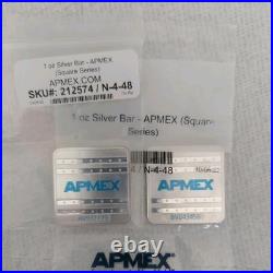 LOT OF 2 1 oz Silver Bar APMEX Square Series (Geiger Style)
