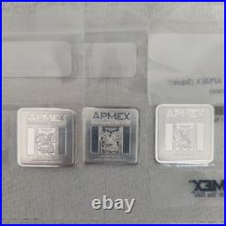 LOT OF 3 1 oz Silver Bar APMEX Square Series (Geiger Style)