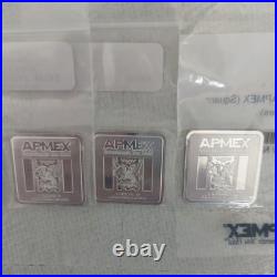 LOT OF 3 1 oz Silver Bar APMEX Square Series (Geiger Style)
