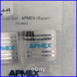 LOT OF 3 1 oz Silver Bar APMEX Square Series (Geiger Style)