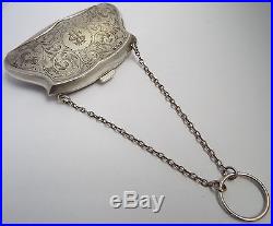 LOVELY ENGLISH ANTIQUE 1918 SOLID STERLING SILVER LADIES HANDBAG PURSE